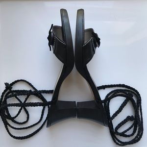 Paris Couture Lace Up Slip On BLACK Pumps
